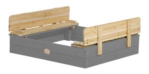 AXI Sandkasten Ella aus Holz mit Deckel | Sand Kasten in Grau mit Sitzbank & Abdeckung für Kinder | 100 x 95 cm