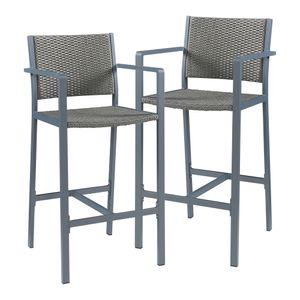 Outdoor-Barstuhl 2er Set ‘Avise’ Aluminium Polyrattan 113 x 56 x 56 cm Anthrazit / Dunkelgrau