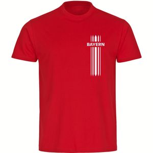 Kinder T-Shirt Bayern - Streifen - Größe: 128 - Farbe: rot