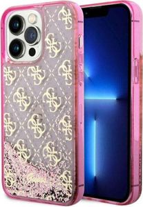Guess Liquid Glitter Transculent 4G - Kryt na iPhone 14 Pro Max (Růžový)