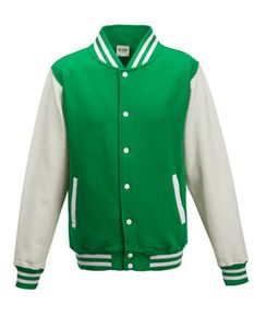 Just Hoods Herren Varsity Jacket Sweatjacke JH043 kelly green/white M