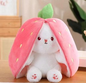 Kawaii Kissen - Kaninchen in einer Erdbeere 25 cm - Kaninchen Plüschtier - Kawaii Plüschtier - Erdbeer Plüschtier - Squish Plüschtier Plüschtiere, Rev