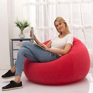 Aufblasbarer Sofa Luftsack Luftsofa Stuhl Sitzsack Gaming-Liege PVC Garten Camping Rot