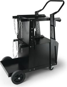 Schweißwagen 2 Ablageflächen mit Abschließbarem Schrank Schweißmobil Max. 120kg Schweßgeräte Wagen mit 2 Gasflaschenhalterung Ideal für Handschweißen Schutzgasschweißen Argon-Lichtbogenschweißen