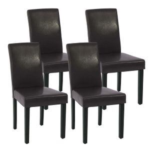 4er-Set Esszimmerstuhl HWC-J99, Küchenstuhl Stuhl Polsterstuhl, Holz Kunstleder  braun, schwarze Beine