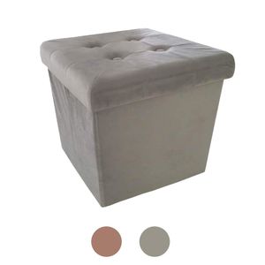 Sitzbank Sitzhocker Aufbewahrungsbox mit Stauraum faltbar belastbar bis 300 kg Kunstsamt 38 x 38 x 38 cm (Hell grau)