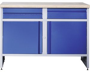 Werkbank Industrial A 3.0 1180 x 880 x 700 mm 2 Türen 3 Schubladen grau/blau