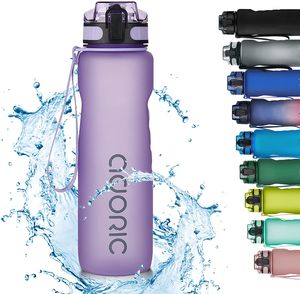 Adoric Trinkflasche 1000ml Auslaufsichere BPA-frei Outdoor Sportflasche aus Tritan Wasserflasche Kinder fš¹r Sport Fitness Fahrrad Lila
