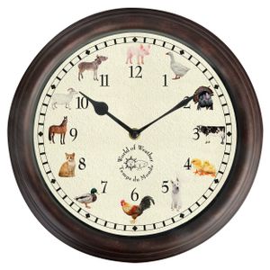 Esschert Design Uhr mit Bauernhoftiergeräuschen