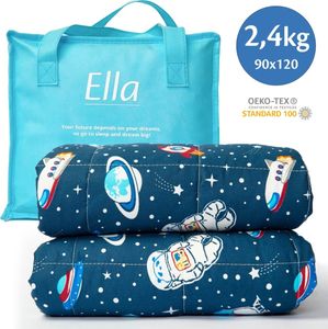 Ella Ella® Wiegedecke Kind 2.4kg - 90 x 120cm - Wiegedecke -  Baumwolle - Raumfahrt & Astronauten