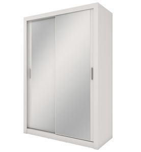 Furniture24 Schwebetürenschrank Kleiderschrank Schrank mit Schiebetür IDEA ID17 Weiß Matt, 150 cm breit