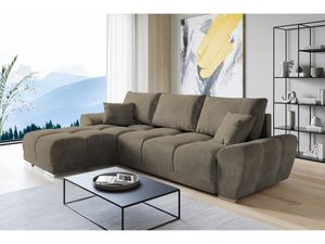 Easy Furniture Velvet Ecksofa in L-FORM Universelle Seitenauswahl 289 x 189 cm - Sofa mit Schlaffunktion - Schlafsofa mit Bettkasten - Farbe: Beige