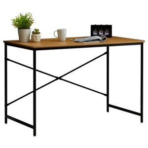 Schreibtisch IZEDA im Industrial Stil aus Metall in schwarz und MDF Wildeiche, Tisch im minimalistischen Vintage Look