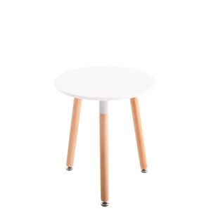 Raburg Beistell-Tisch SMILLA klein in SEIDEN-WEIß, 52 cm hoch, 45 cm Durchmesser, stabile Beine aus Buchenholz in NATUR,