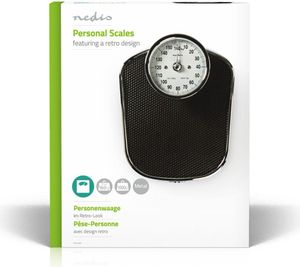 Personenwaage | Analog | Schwarz | Gummi | Rutschfeste Plattform | Max. Wiegekapazität: 160 kg