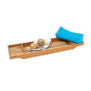 relaxdays Badewannenablage braun