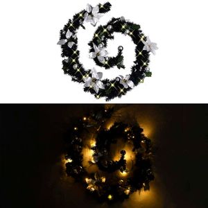 vidaXL Weihnachtsgirlande mit LED-Lichtern Schwarz 2,7 m PVC