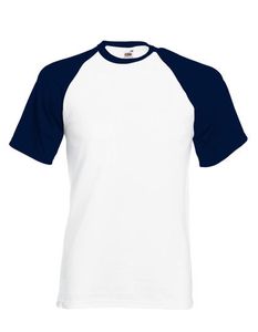Shortsleeve Baseball Herren T-Shirt - Farbe: White/Deep Navy - Größe: 3XL