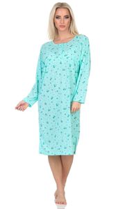 Damen Nachthemd Sleepshirt Nachtwäsche mit Muster,  Grün/2XL/44