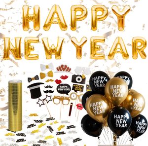 Silvester Dekoration Set - Deko 2026 - mit Ballon, Luftschlangen uvm.