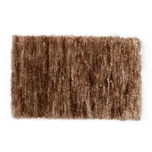 Vanuba - Webteppich, Handgewebter Lammfell Teppich, Schafwollteppich, Natürliches Schaffell Wolle, Beige, 100x60 cm