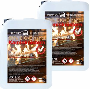 Bioethanol / Ethanol 80% Premium 2x5L - mit Kaminknister-Effekt für Dekofeuer, Tischkamin, Kamin & Gartendeko-Feuer