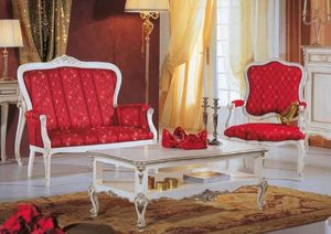 Casa Padrino Luxus Barock Wohnzimmer Set Rot / Weiß / Silber - 2 Barock Sofas & 2 Barock Sessel & 1 Barock Couchtisch - Barock Wohnzimmer & Hotel Möbel - Luxus Qualität -  Italy