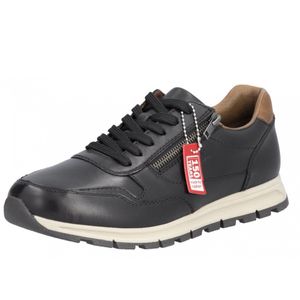 Rieker Herren Sneaker Halbschuh Reißverschluss Schnürschuh Leder B0504, Größe:41 EU, Farbe:Schwarz