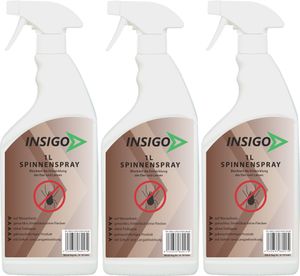 INSIGO 3x1L Anti Spinnenspray Spinnenmittel Spinnenabwehr gegen Spinnen-Bekämpfung Spinnen vertreiben Schutz Zecken Ungeziefer