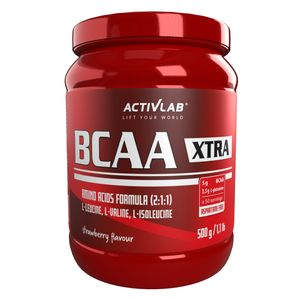 Activlab BCAA Xtra 500g, L-Leucin, L-Isoleucin, L-Valin, L-Glutamin - Erdbeere