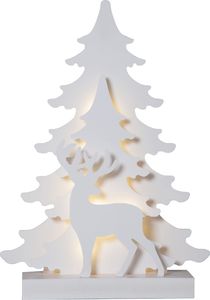 LED Weihnachtsdeko Grandy von Star Trading, Weihnachtsmotive aus Holz in Weiß, Tanne und Hirsch mit Beleuchtung und Timer, batteriebetrieben, Höhe: 41 cm