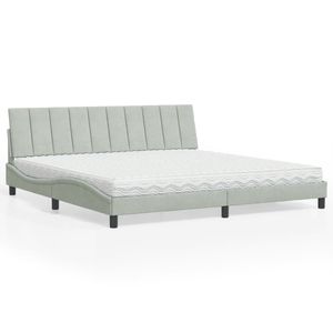Bett mit Matratze "Hanko" Hellgrau 200x200 cm Samt