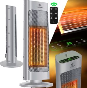 KESSER® Heizlüfter mit Fernbedienung energiesparend leise 2000W Keramik Heizstrahler Standheizstrahler 15-30°C - Schnellheizer mit 80° Oszillationsfunktion 24h Timer  Heizung Turmheizstrahler