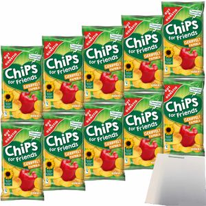 Gut& Paprika-Chips for Friends geriffelt Kartoffelchips VPE (10x200g Packung) + usy Block