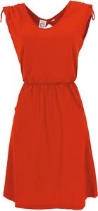 Ethno Minikleid, Rückenfreies Kleid aus Biobaumwolle - Korallrot, Damen, Baumwolle(Bio), Größe: S