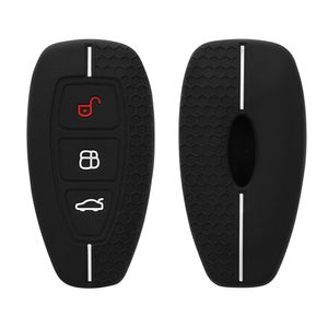 kwmobile Autoschlüssel Schutzhülle kompatibel mit Ford 3-Tasten Autoschlüssel Keyless Go Hülle - Schlüsselhülle aus Silikon - in Schwarz Grau