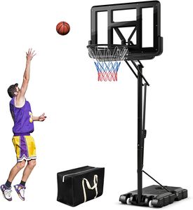COSTWAY Basketbalový stojan 245-305 cm s nastaviteľnou výškou, basketbalový kôš so stojanom a 2 kolieskami, systém obručí pre deti, dospelých, mobilný basketbalový systém Indoor Outdoor