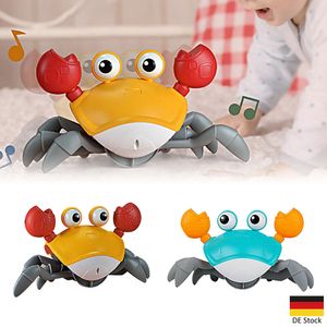 Elektrische Krabben Spielzeuge, Geflohene Krabben Interaktive Baby-Spielzeuge mit LED & Musik, Motorikspielzeug Geschenk für Kinder Baby ab 12 Monate-orange