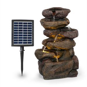 Blumfeldt Savona Solarbrunnen ,inkl. Solarpanel ,Leistung: 2,8 Watt ,Lithium-Ionen-Batterie (ca. 5h Laufzeit) ,LED-Beleuchtung ,Material: Polyresin ,frostbeständig,Steinoptik
