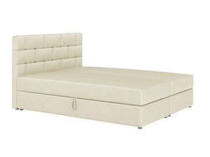 MOB, Manželská postel Boxspring 180x200 cm - Waller (béžová) (s matrací a roštem)