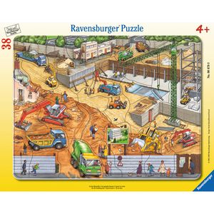 38 Teile Ravensburger Kinder Rahmen Puzzle An der Baustelle 06678