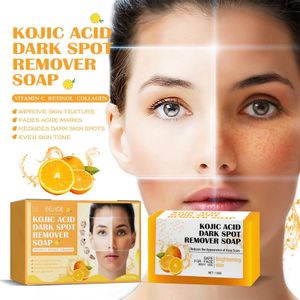 Orange Zitrone Kurkuma Kojic Säure Seife Peeling Hautreinigung Seife, Aufhellende Seife für Gesicht Körper dunkle Flecken, 100g