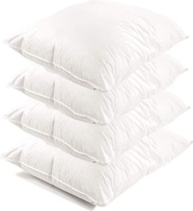 4-er Set  | Kopfkissen 80x80 cm | Füllung: 1500 Gramm Daunen | 100% Natur Kissen | Bezug: 100% Baumwolle | Federkissen 80 x 80 cm |