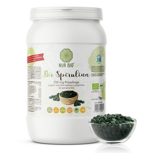 NurBio® Spirulina Presslinge 1 kg, extra kleine Tabletten à 250 mg, grünes Superfood, pflanzliches Eiweiß, nährstoffreich