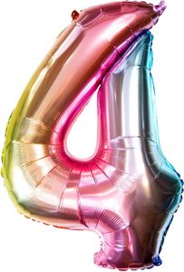 Oblique Unique 1x Folien Luftballon mit Zahl 4 Kinder Geburtstag Jubiläum Party Deko Ballon bunt