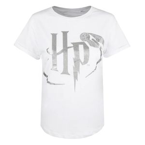Harry Potter - T-Shirt für Damen TV1552 (L) (Weiß/Silber)