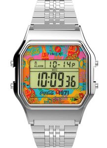 Timex Digital Damenuhr Mehrfarbig/Silber Edelstahl TW2V25900