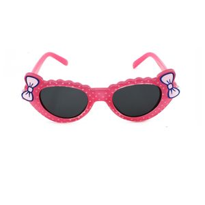 Süße Baby Sonnenbrille Kleinkind Brille Schwarz Getönt UV400 mit Schleifen Pink Markenbrille Rennec ® mit Brillenbeutel