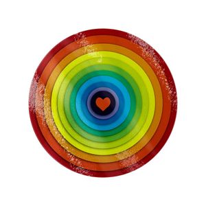 Grindstore - Schneidebrett "Rainbow Heart", Glas, Rund GR1951 (Einheitsgröße) (Bunt)