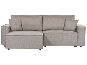 BELIANI Ecksofa Taupe Stoffbezug L-förmig 3-Sitzer Schlafsofa Rechtsseitig mit Stauraum Chaiselongue Modern Wohnzimmer Ausstattung Wohnecke Sitzecke